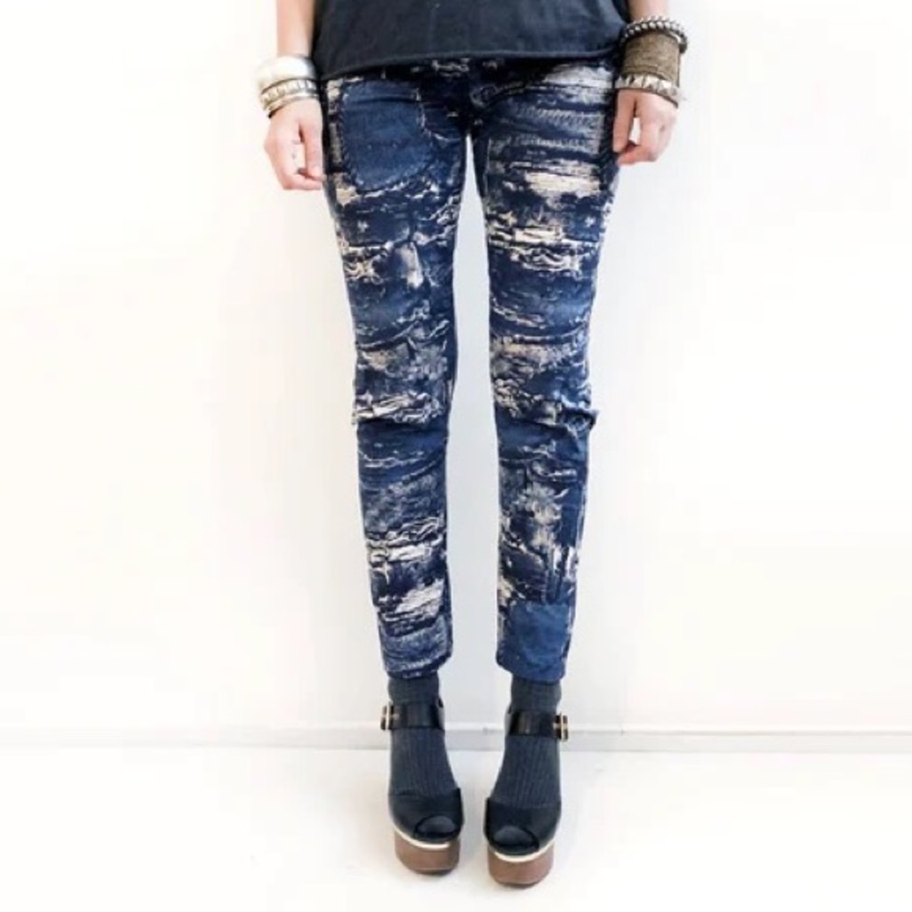 Aluma Handmade Blue Skinny High Waist Pants